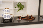 سینی پذیرایی قابی کف چرم قهوه ای تیره سایز Mطرح old wood باریکو