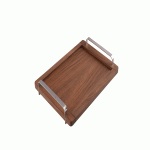 تصویر سینی پذیرایی دسته U استیل براق سایز S طرح old wood باریکو