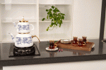 تصویر سینی پذیرایی دسته زبانه ای استیل براق سایز M طرح old wood باریکو