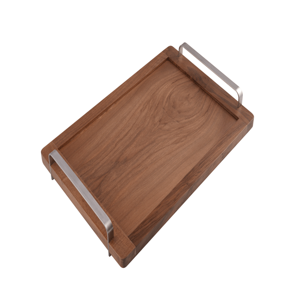 سینی پذیرایی دسته U استیل مات سایز M طرح old wood باریکو