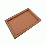 تصویر سینی پذیرایی قابی کف چرم عسلی سایز M طرح old wood باریکو